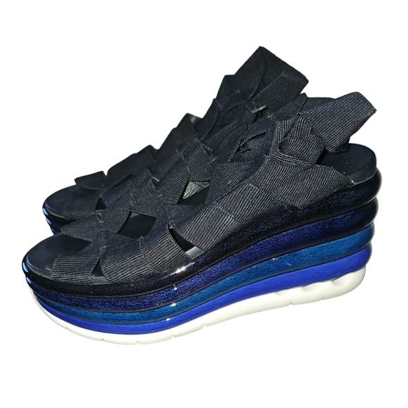 USED Salvatore Ferragamo Eiko Rainbow Wedge Sandals - Picture 2 of 7